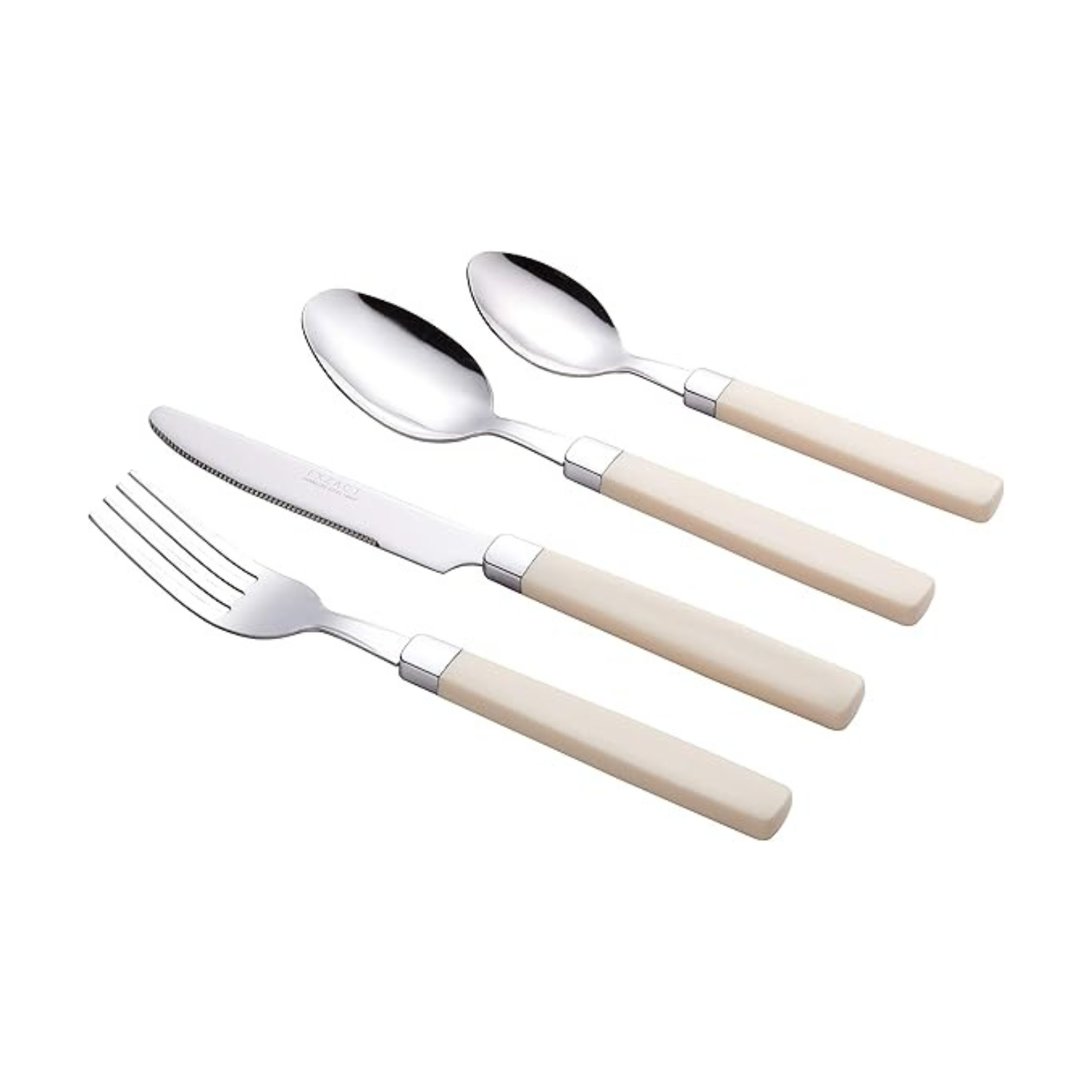 Stainless Steel Cutlery Set with Handles – 4 Piece Flatware Set