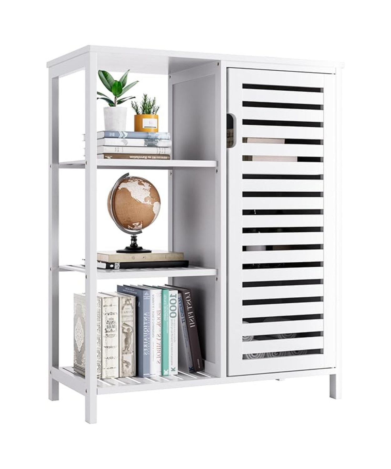 Modern White Storage Cabinet with Sliding Door