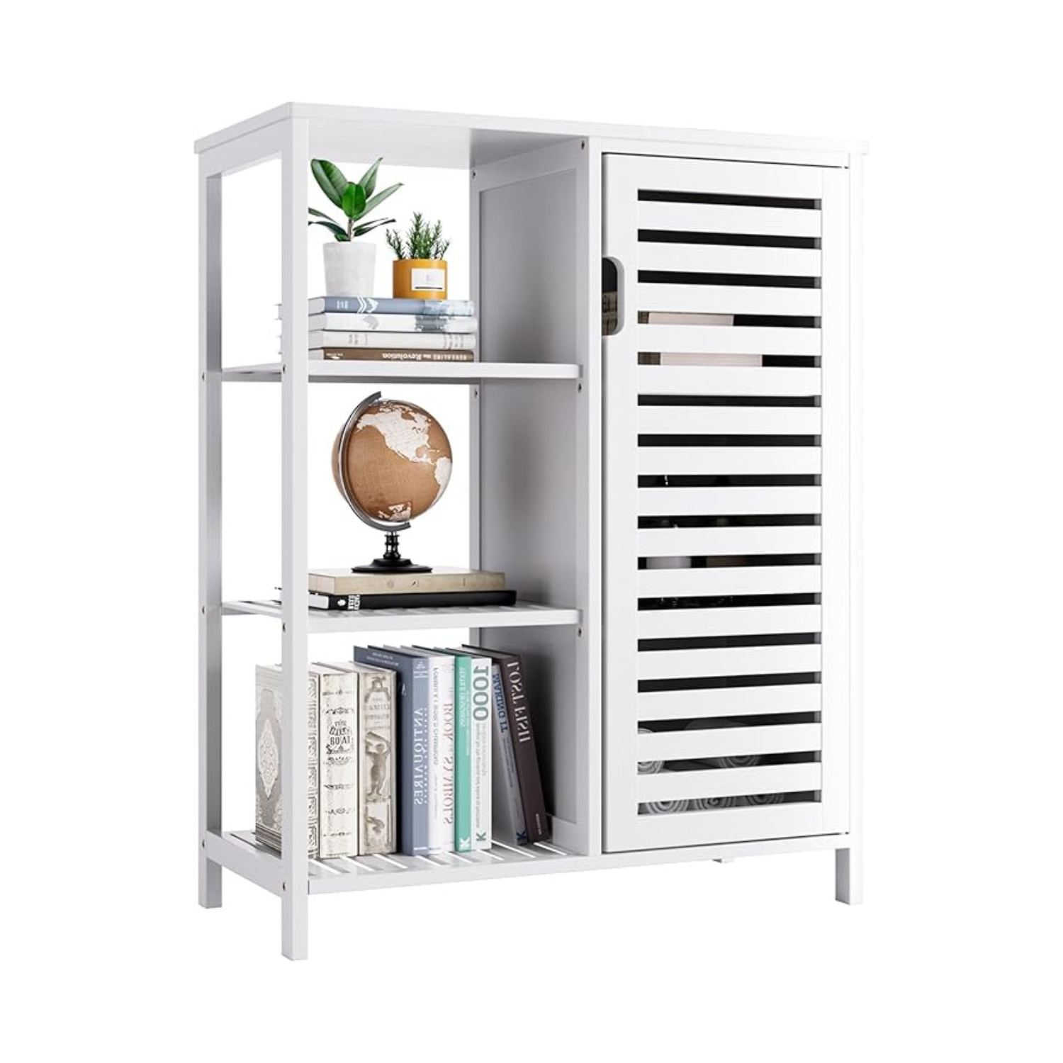 Modern White Storage Cabinet with Sliding Door