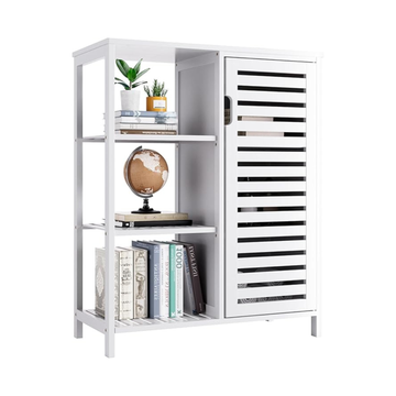 Modern White Storage Cabinet with Sliding Door