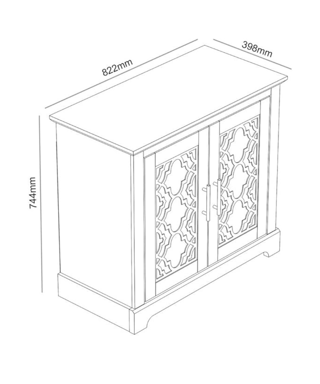 White Carved Wooden Sideboard with 2 Doors & Storage
