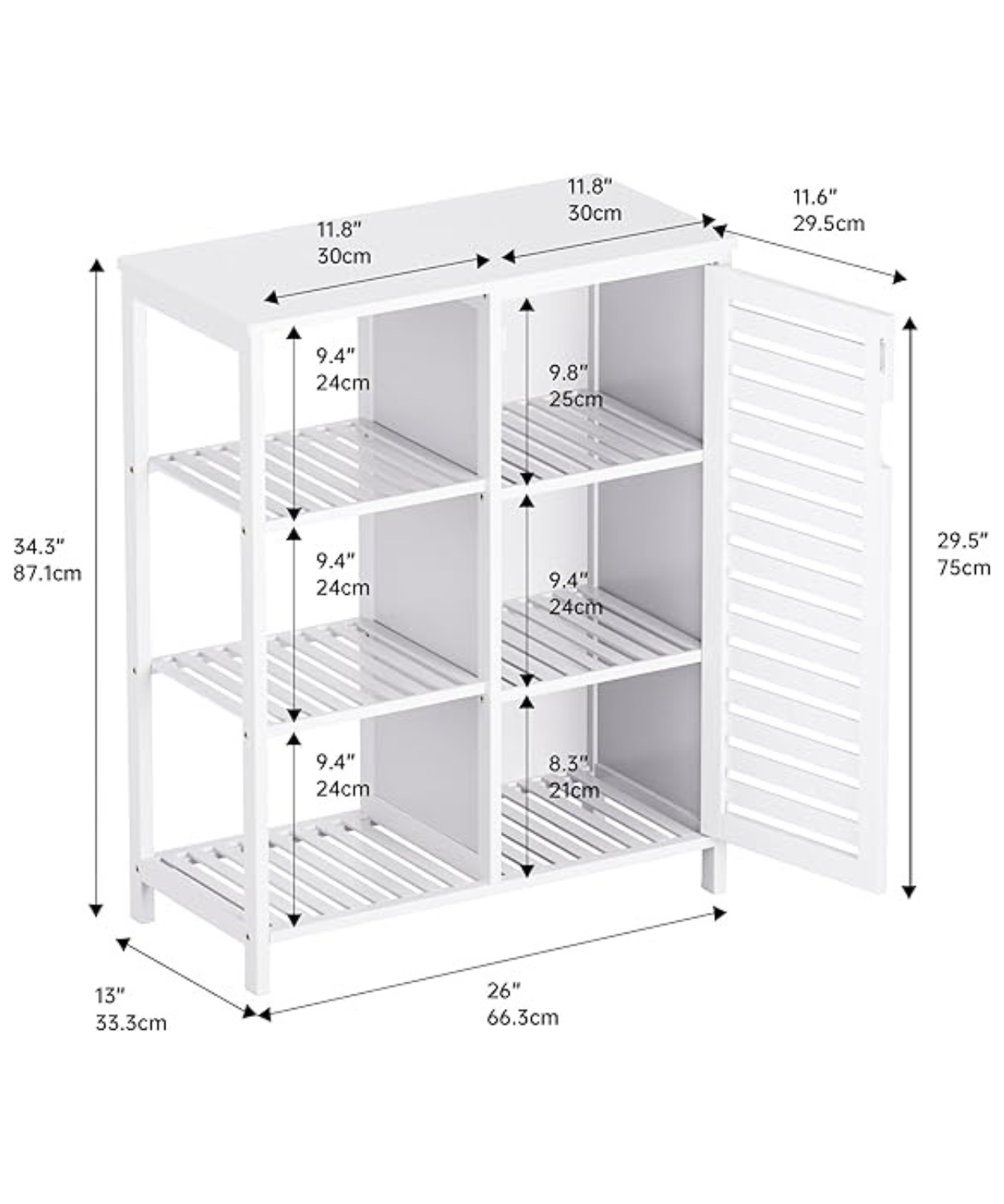 Modern White Storage Cabinet with Sliding Door