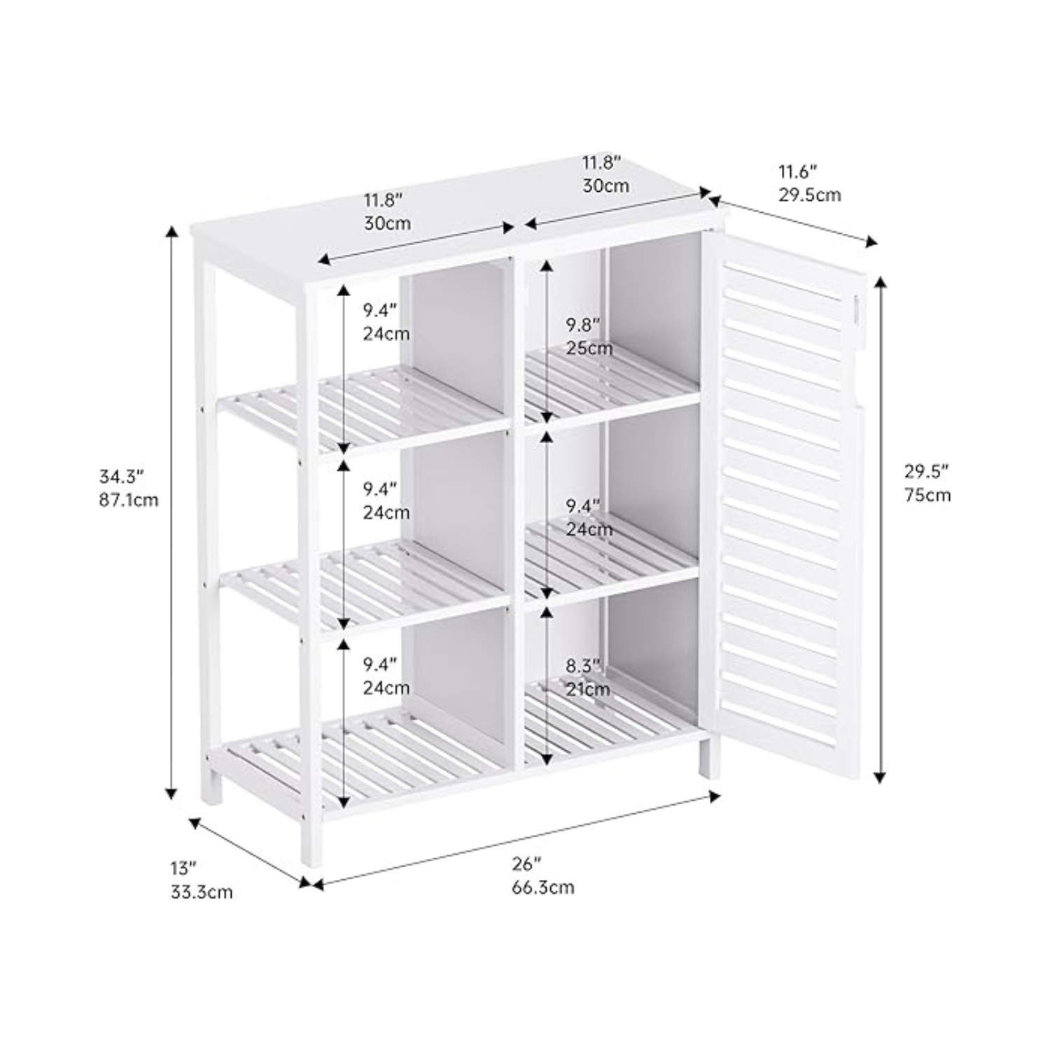 Modern White Storage Cabinet with Sliding Door