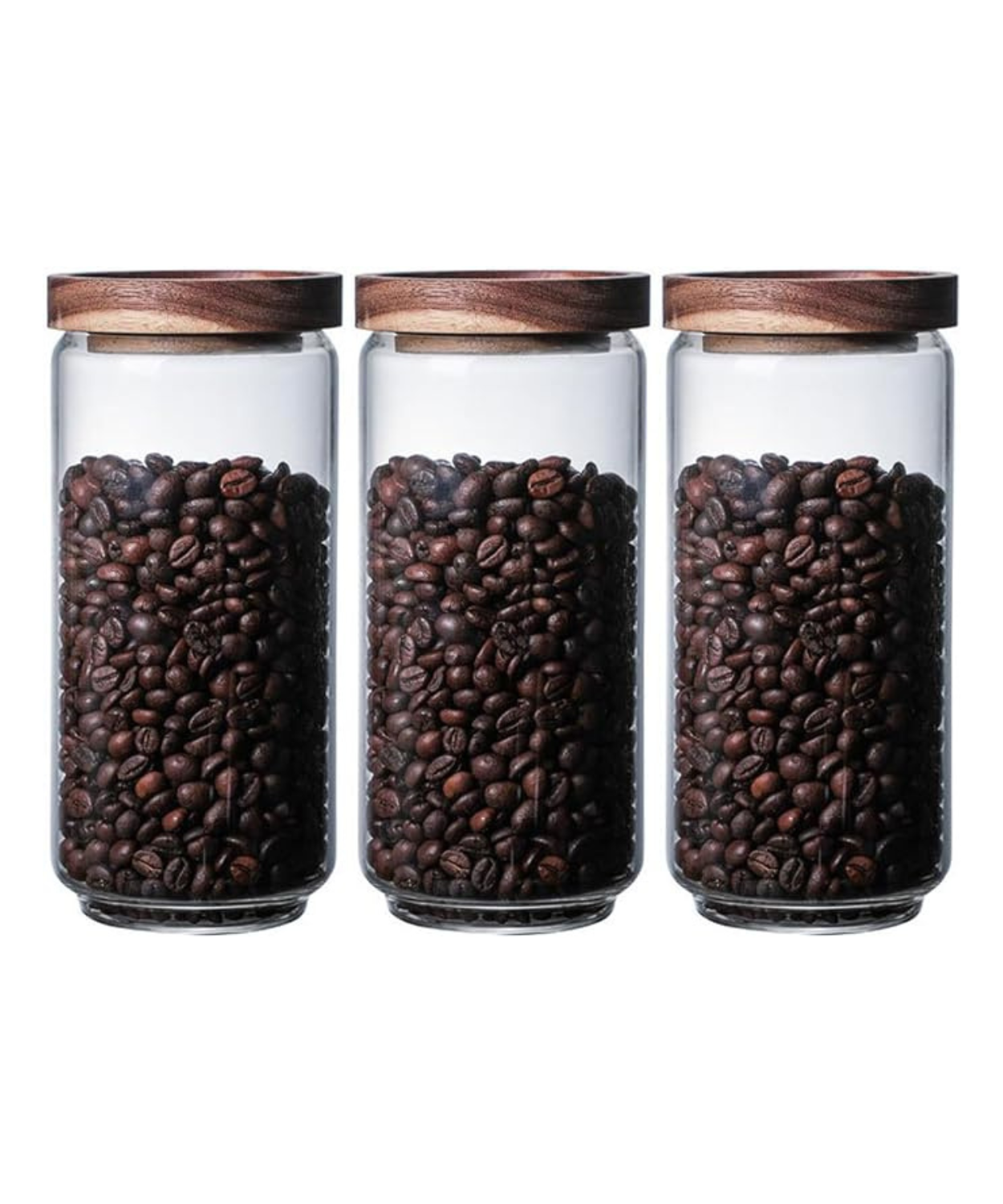 Airtight Glass Coffee Storage Jars with Wooden Lid – Containers for Coffee Beans, Dry Fruits & Snacks, 1700 ml