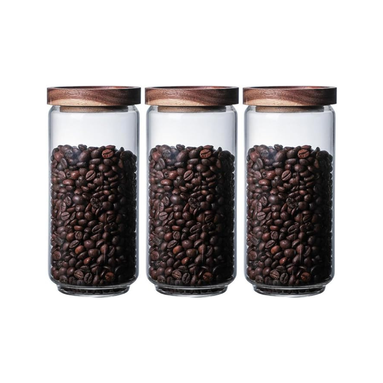 Airtight Glass Coffee Storage Jars with Wooden Lid – Containers for Coffee Beans, Dry Fruits & Snacks, 1700 ml