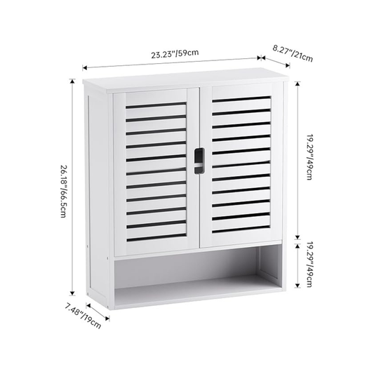 White Wall Mounted Bathroom Storage Cabinet with Sliding Door