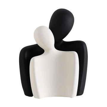 Modern Ceramic Couple Sculpture - Abstract Love Statue Ornament Figurine for Home Decor in Living Room