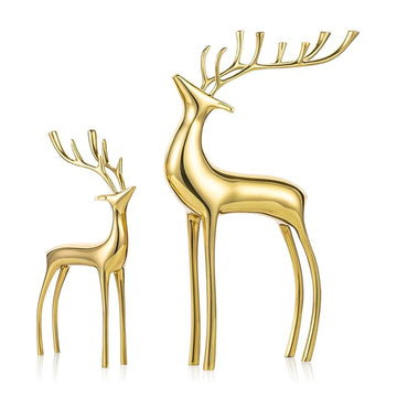 Reindeer Animal Sculptures Figurine Statues Set of 2 for Home Decor Accents Living Room