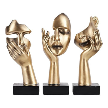 3 PCS Thinker Statue Golden Black Abstract Art Sculpture for Modern Home Decoration Desktop Decoration Christmas New Year Gift