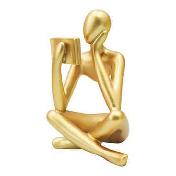 Gold Reading Women Statue, Thinker Sculptures, Abstract Art Ornament, Modern Aesthetic Figurine Decoration, Suitable for Home Living Room Bedroom