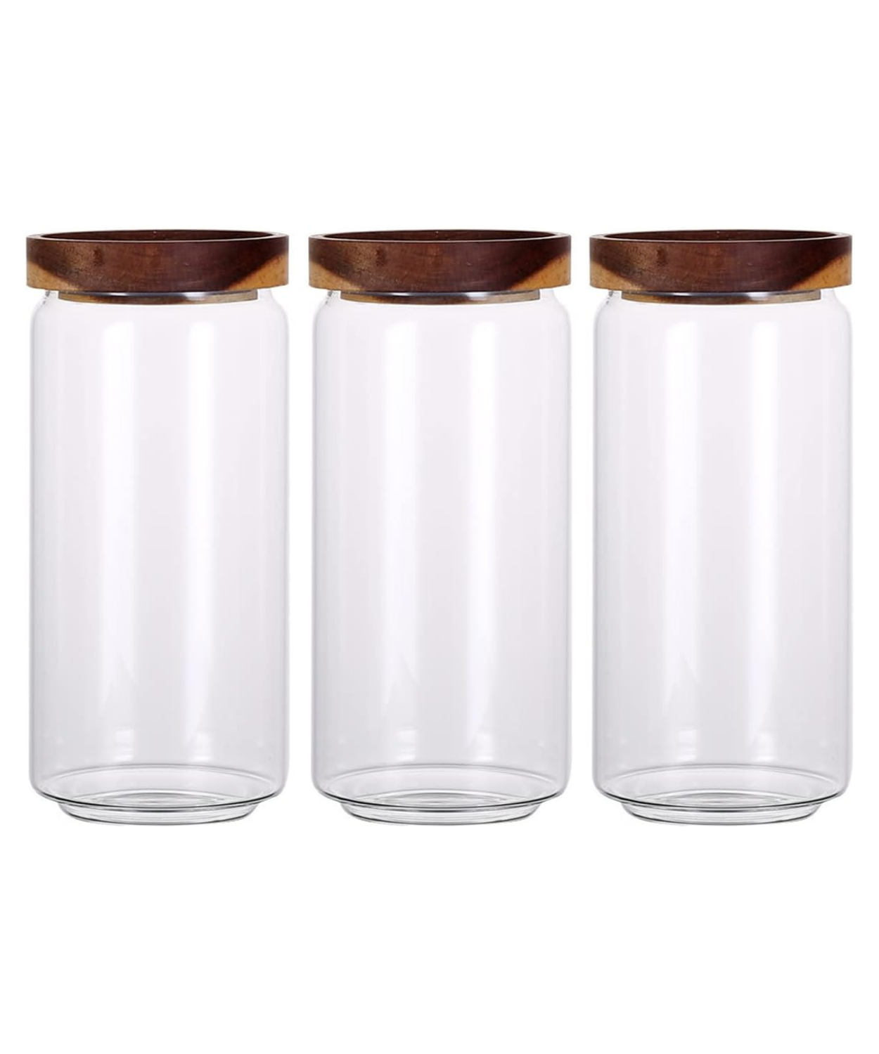 Airtight Glass Coffee Storage Jars with Wooden Lid – Containers for Coffee Beans, Dry Fruits & Snacks, 1700 ml