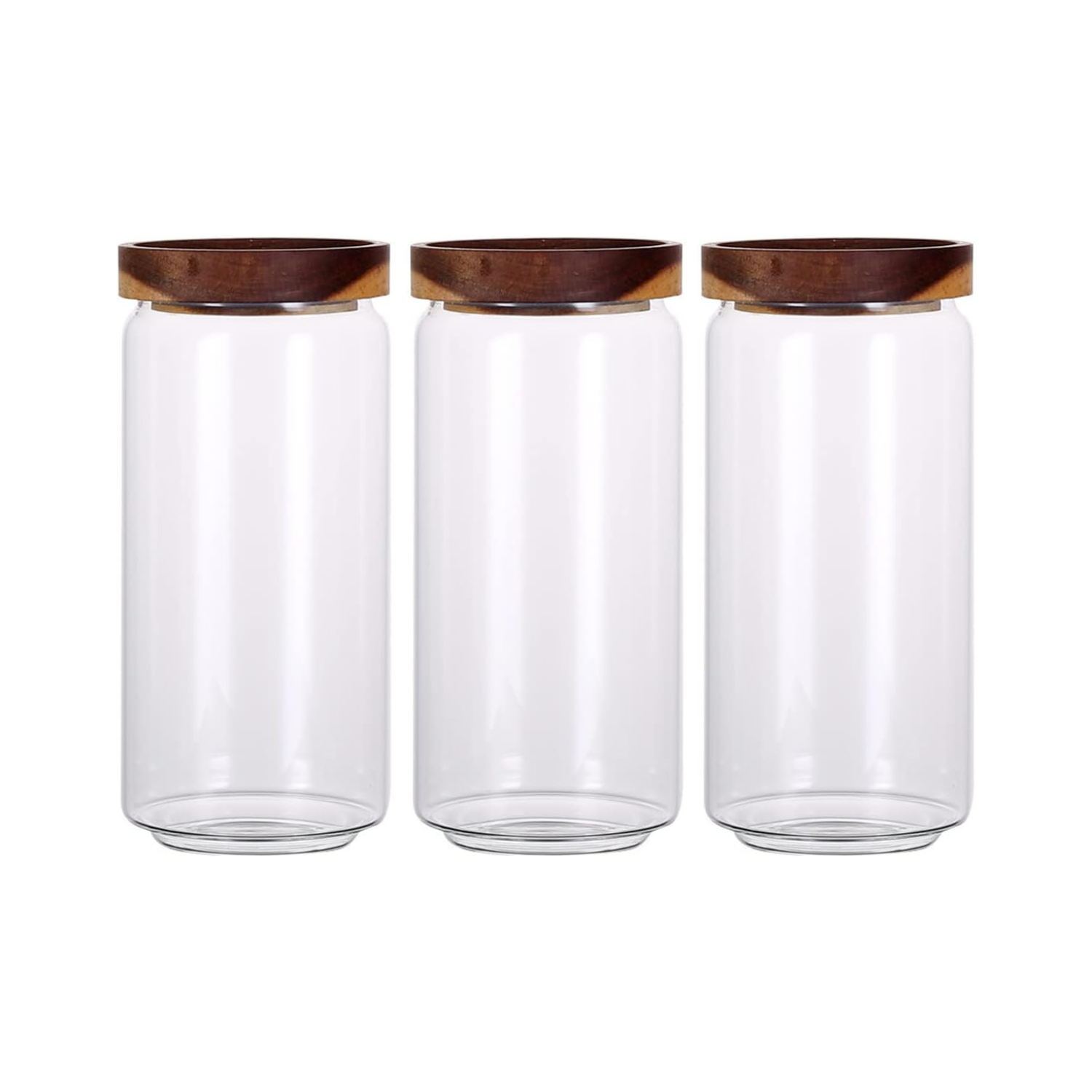 Airtight Glass Coffee Storage Jars with Wooden Lid – Containers for Coffee Beans, Dry Fruits & Snacks, 1700 ml