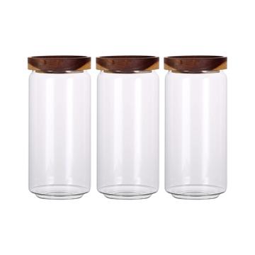 Airtight Glass Coffee Storage Jars with Wooden Lid – Containers for Coffee Beans, Dry Fruits & Snacks, 1700 ml