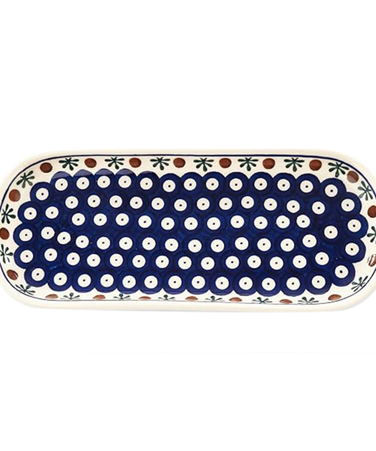 Blue Polka Dot Oval Ceramic Serving Platter