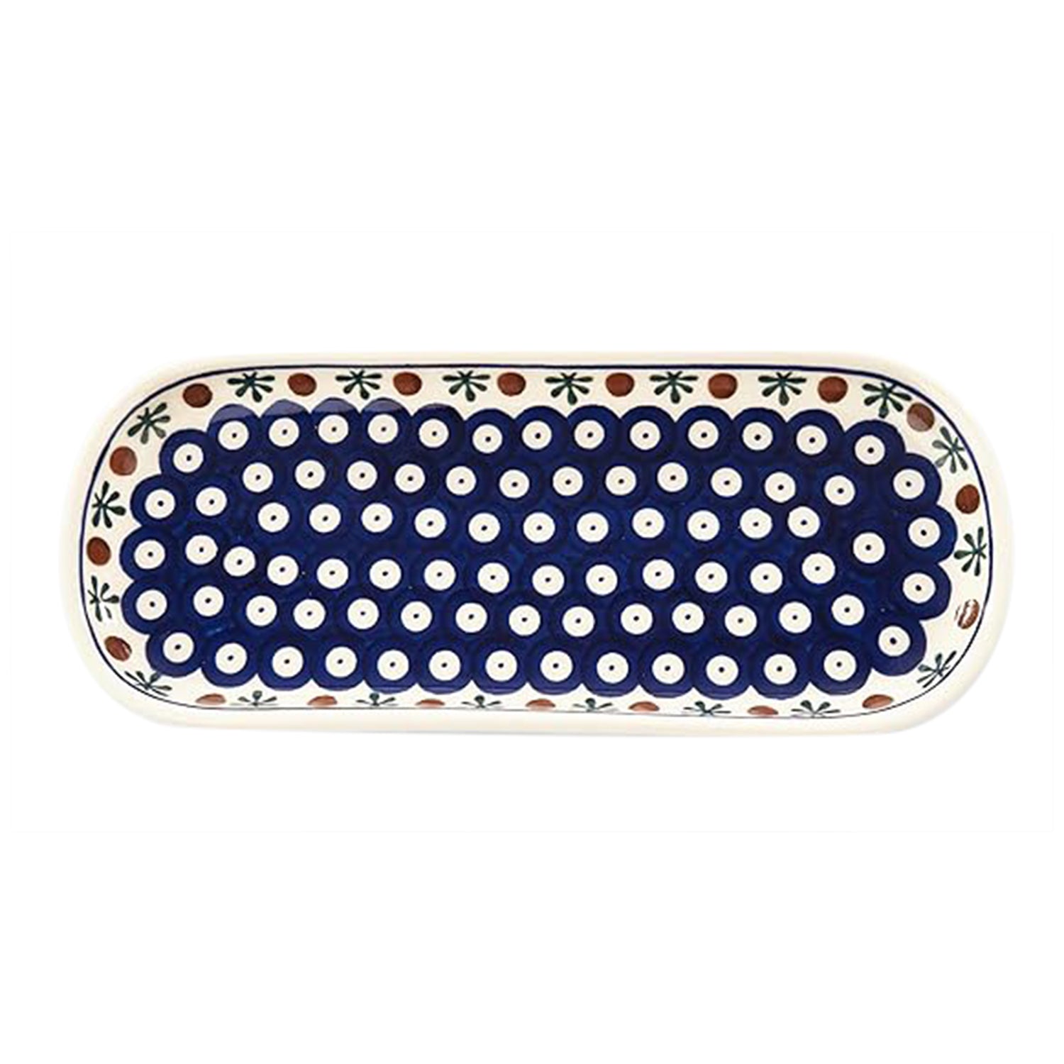 Blue Polka Dot Oval Ceramic Serving Platter