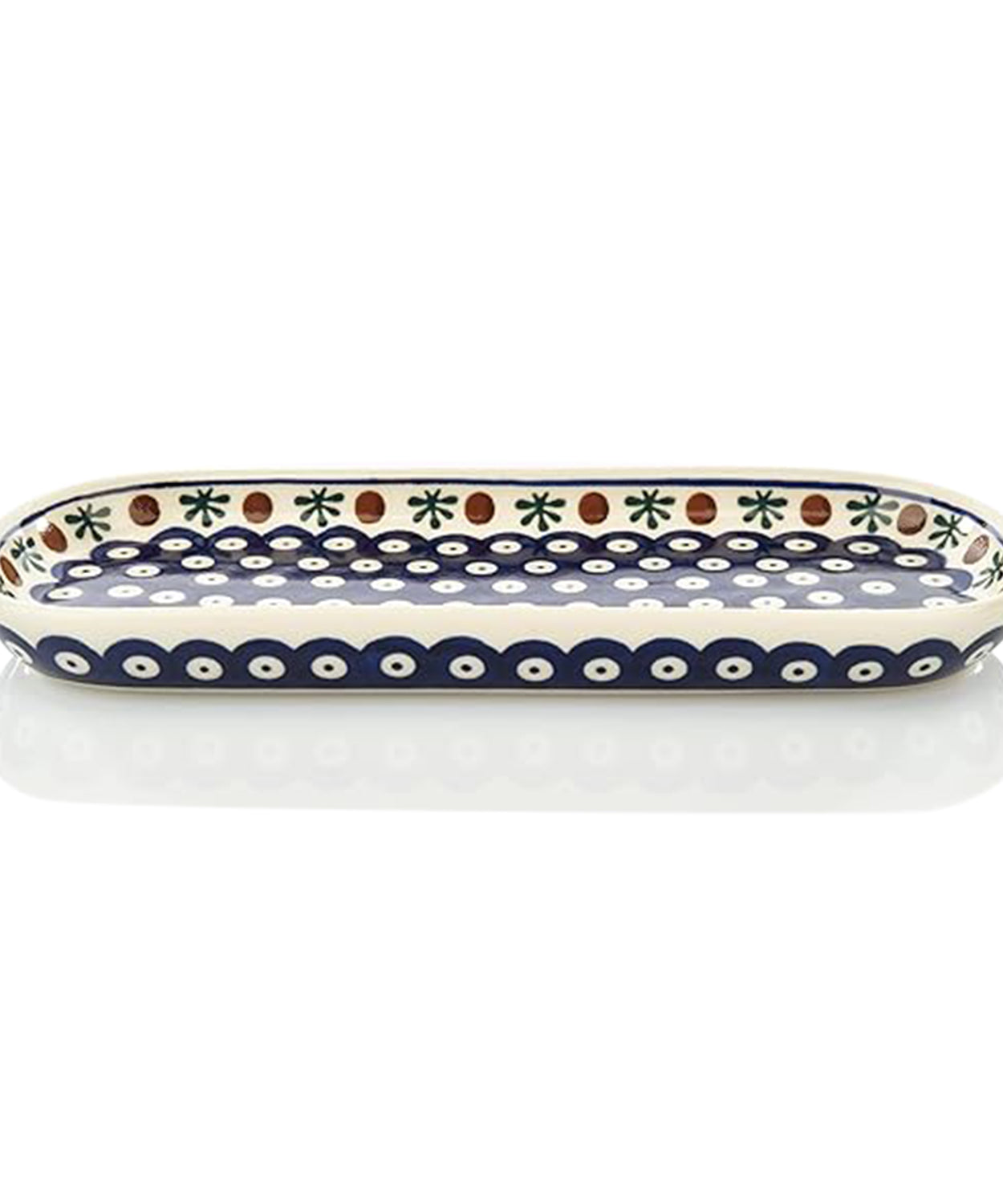 Blue Polka Dot Oval Ceramic Serving Platter