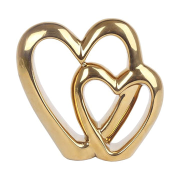 Elegant Gold Effect Metal Double Love Heart Decorative Ornament