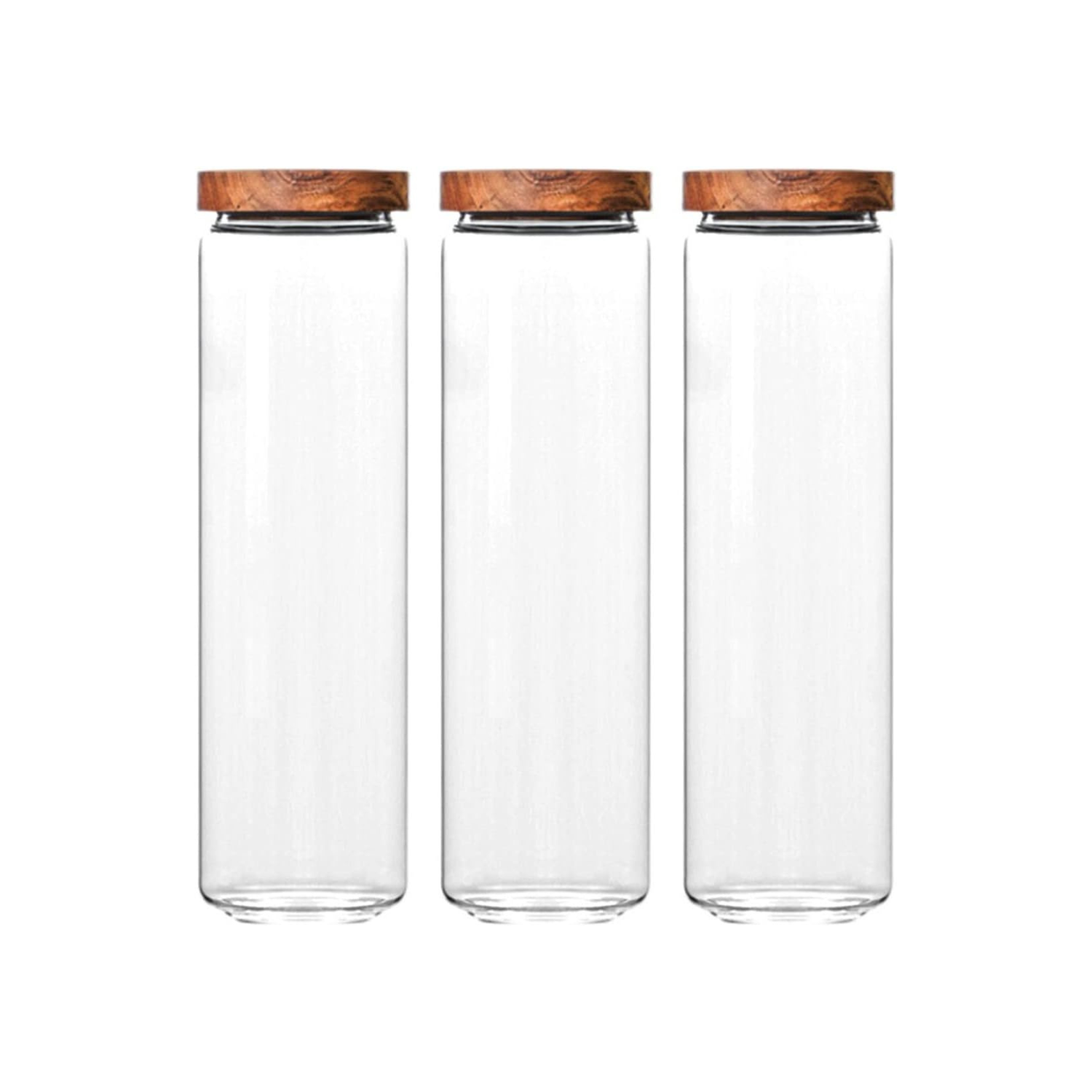 Airtight Glass Storage Jar Set with Wooden Lid – Containers for Pasta, Spaghetti, Oats & Dry Food, 1000 ml