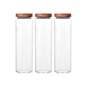 Airtight Glass Storage Jar Set with Wooden Lid – Containers for Pasta, Spaghetti, Oats & Dry Food, 1000 ml