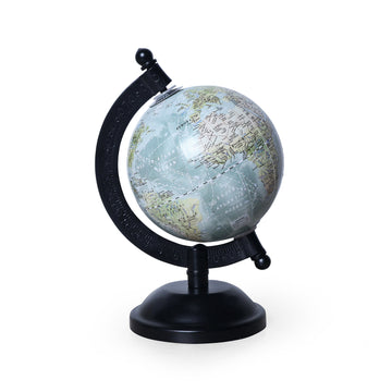 Blue & Grey World Globe – Modern Educational Tabletop Décor