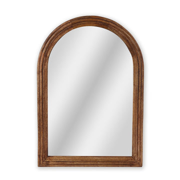 Ribbed Arch Wooden Wall Mirror