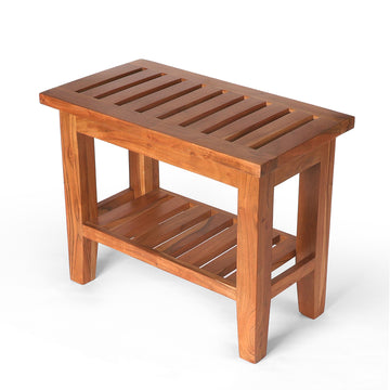Solid Wood Bench Style Stool with Slatted Top