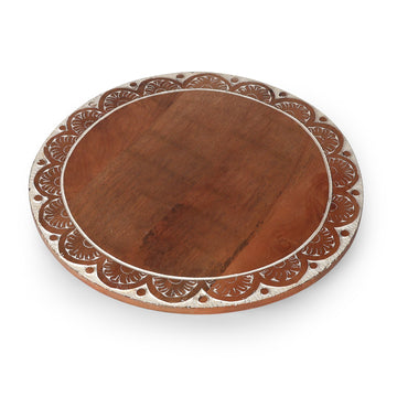 Handpainted Scallop Border Round Wooden