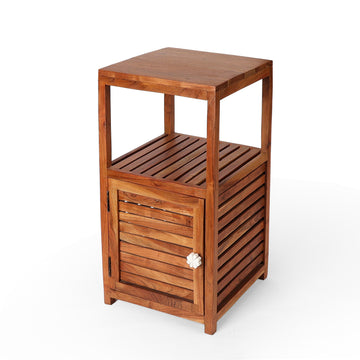 Wooden Storage Cabinet with Slatted Door – Compact Unit