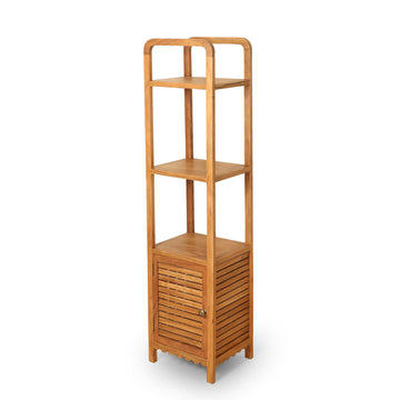 Tall Wooden Open Shelf Rack – Vertical Storage Unit