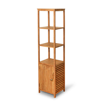 Slim Wooden Storage Rack with Cabinet Base – Utility Unit