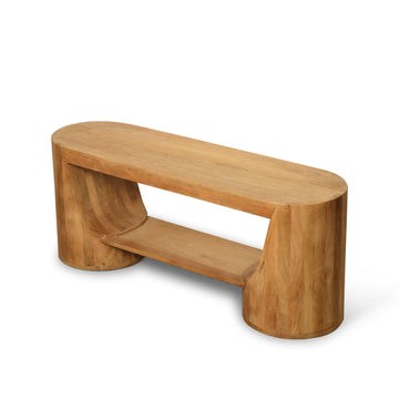 Solid Wood Modern Bench with Curved Frame Design