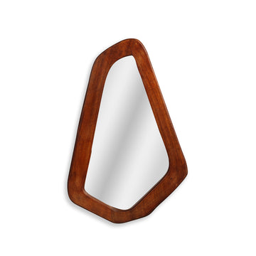 Asymmetric Teardrop Wood Mirror
