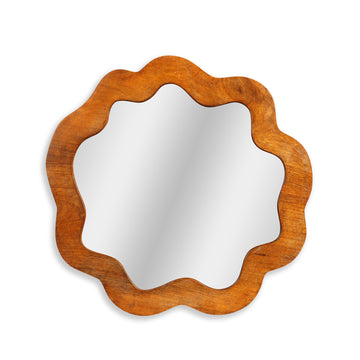 Wavy Floral Wooden Accent Mirror