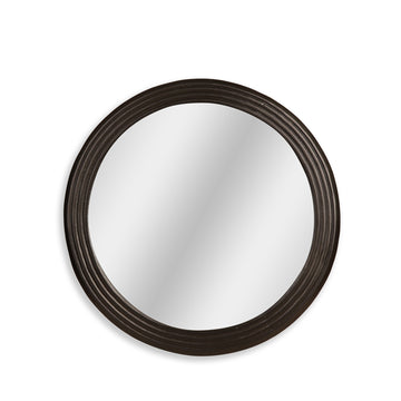 Round Ribbed Gold Frame Mirror