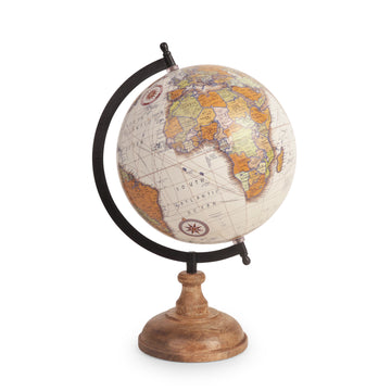 Classic World Desk Globe | Wooden Base Study & Office Décor