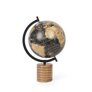 Navigator Map Desk Globe | Ribbed Wooden Base Study Décor