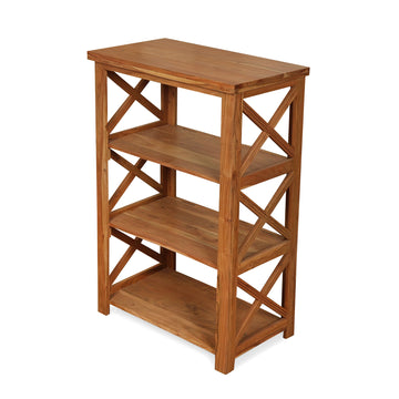 Wooden Shelf Unit with Cross Frame – Open Storage Rack