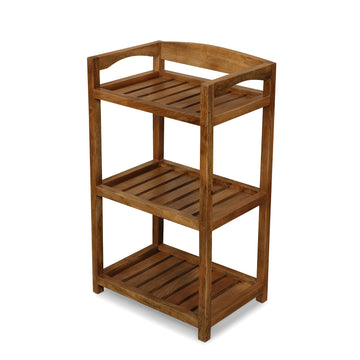 Solid Wood Slatted Utility Rack – 3 Tier Shelf