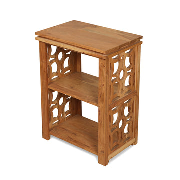 Carved Wooden Shelf Unit – Decorative Storage Rack