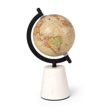 White & Gold Desk Globe | Marble Base Premium Table Décor