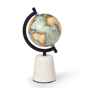 Pastel Green World Globe with Stone Base – Luxury Home Décor