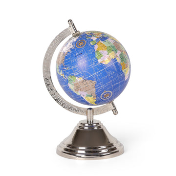 Blue Ocean Desk Globe | Metallic Base Study Table Décor