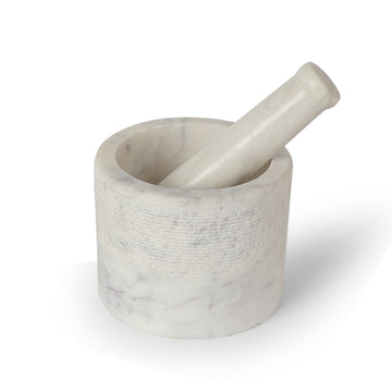 Beige Marble Mortar & Pestle – Minimal Kitchen Essential