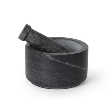 Black Stone Mortar & Pestle – Wide Bowl Grinder Set
