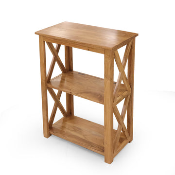 Solid Wood Shelf Unit with Cross Frame – Open Rack