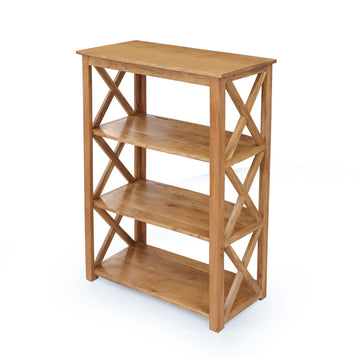 Wooden Storage Rack with Cross Sides – Open Shelf Unit