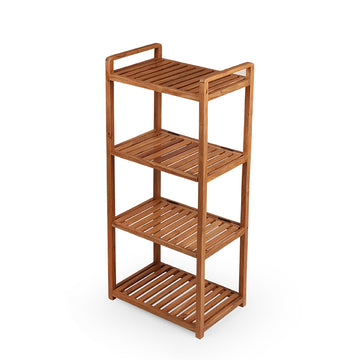 Tall Solid Wood Slatted Storage Rack – 4 Tier Shelf
