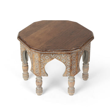 Handcrafted Decorative Wooden Stool – Carved Detail