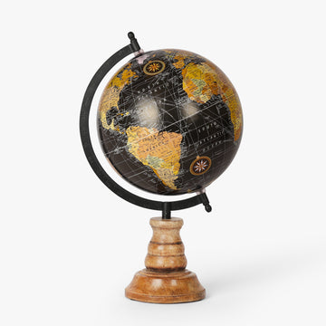 Black & Gold Desk Globe | Wooden Base Luxury Office Décor