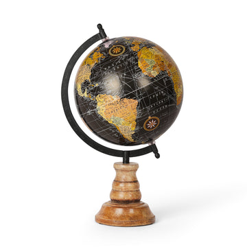 Black & Gold Antique World Globe – Luxury Tabletop Décor